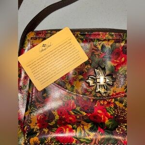 Patricia Nash Salina 100% Leather Artsy Boho Chic Crossbody Vibrant Floral NWOT